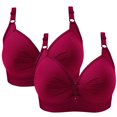 thumbnail image 1 of ATENAR 2PC Womens Bras,Wireless Bras for Women,Supportive Bras for Women,Comfort Fit,Soft,Solid,Nylon,Red,XL(US:10), 1 of 4