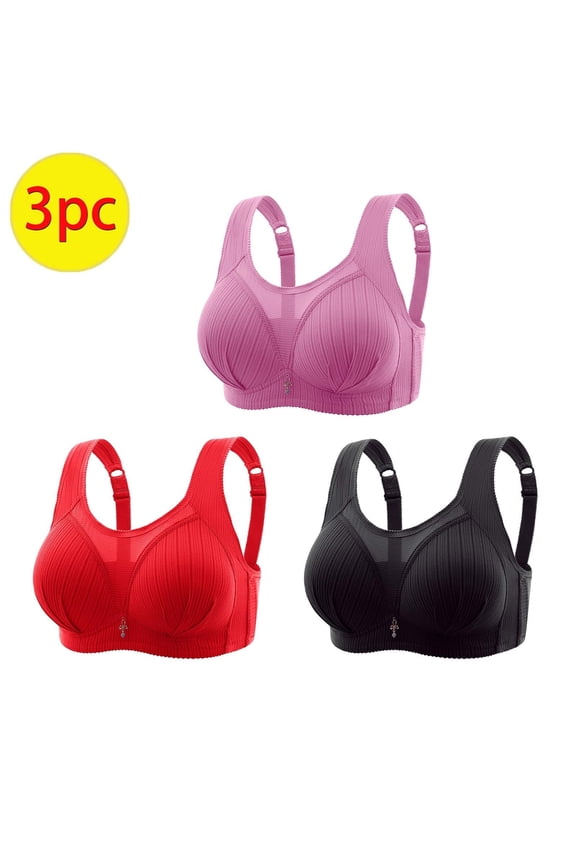 Womens Bras,Wireless Bras for Women,Supportive Bras for Women,Comfort Fit,Soft,Solid,Nylon,Spandex,Black,2XL
