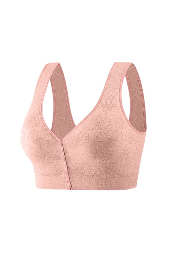 Womens Bras,Wireless Bras for Women,Supportive Bras for Women,Comfort Fit,Soft,Solid,Nylon,Spandex,Pink,L