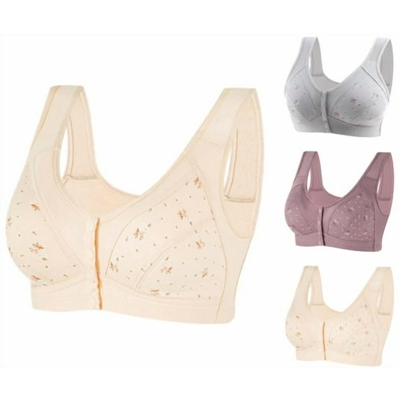 ATENAR Womens Bras,Wireless Bras for Women,Supportive Bras for Women,Soft,Stretch Fabric,Printed,Acrylic,Beige,2XL（42）