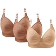 thumbnail image 1 of ATENAR Womens Bras,Wireless Bras for Women,Supportive Bras for Women,Stretch Fabric,Breathable,Solid,Nylon,Beige,XL(US:12), 1 of 9