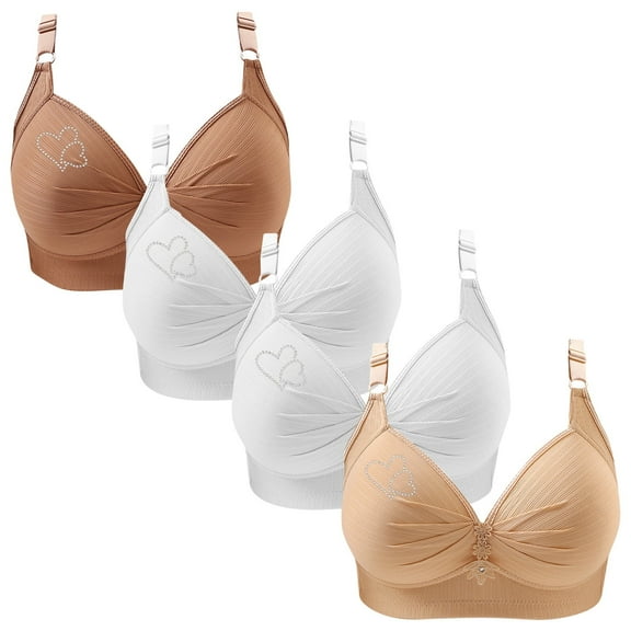 ATENAR Womens Bras,Wireless Bras for Women,Supportive Bras for Women,Stretch Fabric,Breathable,Solid,Nylon,Brown,4XL(US:18)