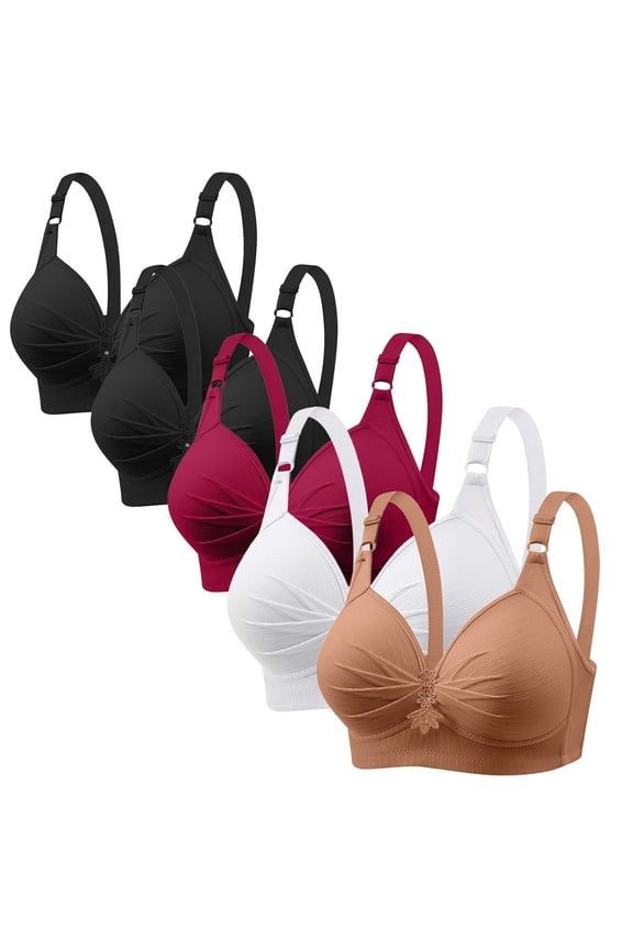 Womens Bras,Wireless Bras for Women,Supportive Bras for Women,Stretch Fabric,Breathable,Solid,Nylon,Multicolor,S(US:6)