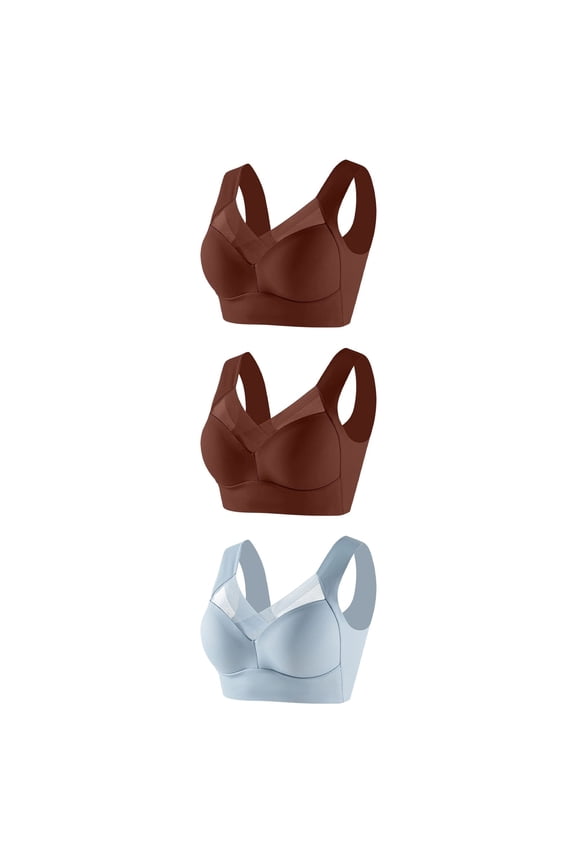 ATENAR Womens Bras,Wireless Bras for Women,Supportive Bras for Women,Stretch Fabric,Breathable,Solid,Nylon,Spandex,Blue,XL(US:10)