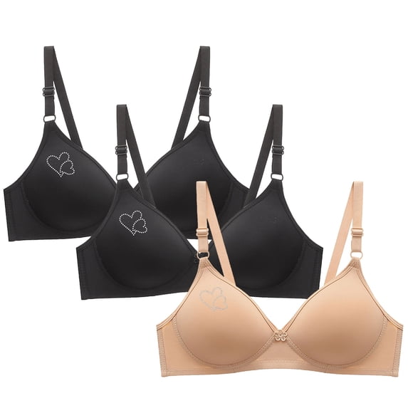 ATENAR Womens Bras,Wireless Bras for Women,Supportive Bras for Women,Breathable,Comfort Fit,Solid,Nylon,Spandex,Khaki,M(US:6)