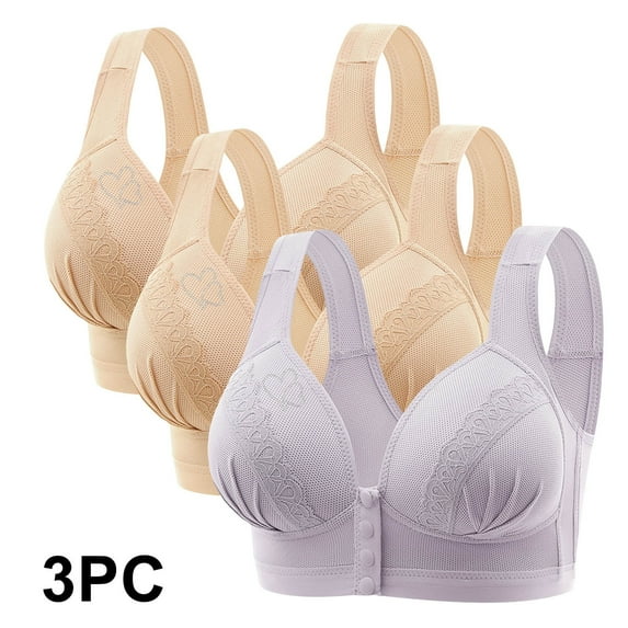 ATENAR Womens Bras,Wireless Bras for Women,Supportive Bras for Women,Breathable,Comfort Fit,Solid,Nylon,Spandex,Purple,2XL(US:12)