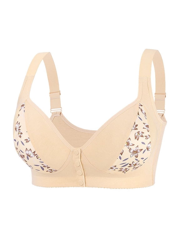 Womens Bras,Bras for Women No Underwire,Front Closure Bras for Women,Breathable,Comfort Fit,Soft Cup,Support,Beige,38E