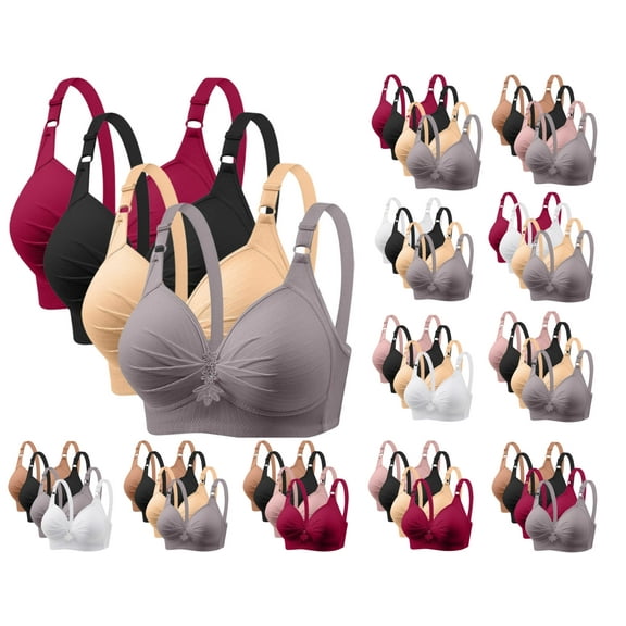 ATENAR Womens Bras,Wireless Bras for Women,Supportive Bras for Women,Stretch Fabric,Breathable,Solid,Nylon,Multicolor,XS(US:4)