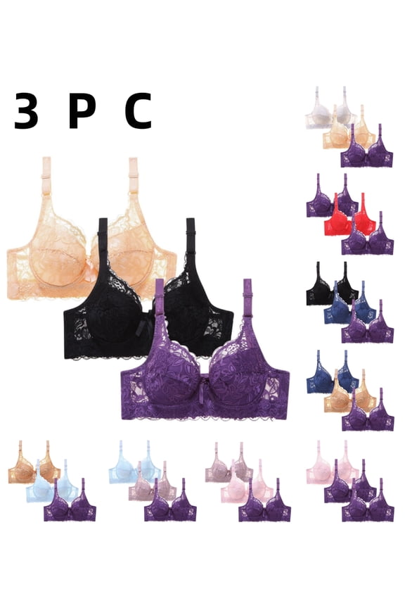 3PC Womens Bras,Wireless Bras for Women,Supportive Bras for Women,Stretch Fabric,Breathable,Solid,Nylon,Spandex,Beige,34B