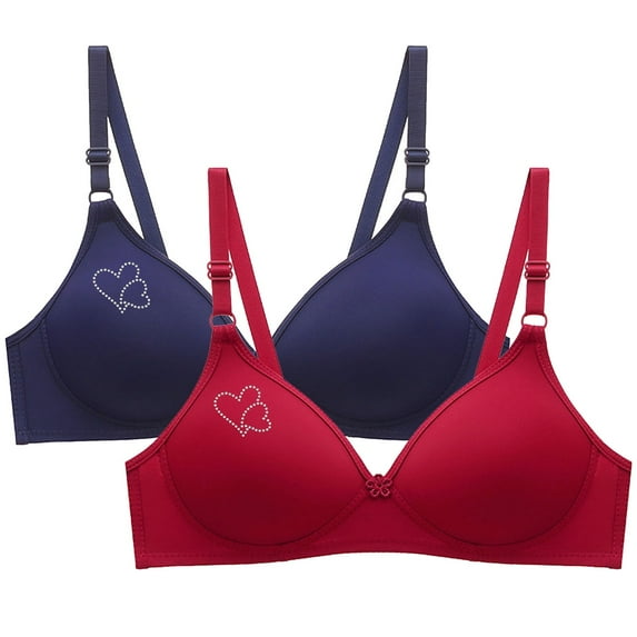 ATENAR Womens Bras,Wireless Bras for Women,Supportive Bras for Women,Stretch Fabric,Breathable,Solid,Nylon,Spandex,Red,L(US:8)