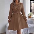 thumbnail image 1 of WJHWSX Womens Dresses,Dresses for Women,Womens Fall Dresses,Long Sleeve,Breathable,Comfort Fit,Solid,M(US:6), 1 of 8