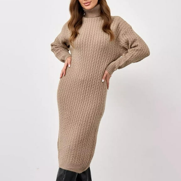 WJHWSX Womens Dresses,Dresses for Women,Womens Fall Dresses,Long Sleeve,Crew Neck,Easy Care,Solid,M(US:6)