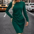 thumbnail image 1 of WJHWSX Womens Dresses,Dresses for Women,Womens Fall Dresses,Long Sleeve,Crew Neck,Soft,Solid,2XL(US:12), 1 of 5