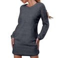 thumbnail image 1 of WJHWSX Womens Dresses,Dresses for Women,Womens Fall Dresses,Long Sleeve,Crew Neck,Soft,Solid,L(US:8), 1 of 8