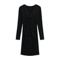 thumbnail image 1 of WJHWSX Womens Dresses,Dresses for Women,Womens Fall Dresses,Long Sleeve,V Neck,Easy Care,Solid,M, 1 of 2