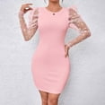thumbnail image 1 of ATENAR Dresses for Women Long Sleeve,Crew Neck,Mini Dresses,Fitted,Comfort Fit,Solid,L(US:8), 1 of 9