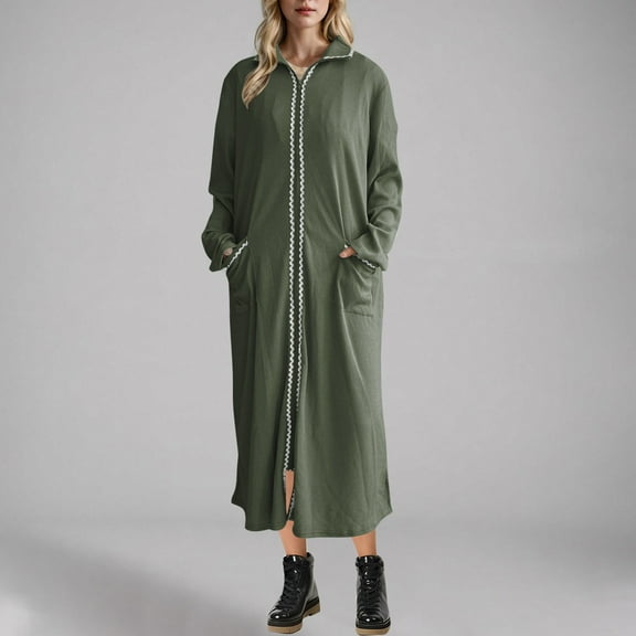 WJHWSX Womens Fall Dresses,Casual Dresses for Women,Fall Dresses for Women 2025,Long Sleeve,Crew Neck,Comfort Fit,Solid,XS(US:2)