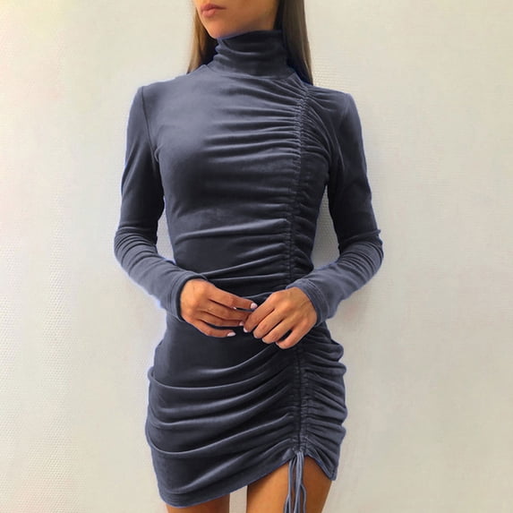 WJHWSX Womens Fall Dresses,Casual Dresses for Women,Fall Dresses for Women 2025,Long Sleeve,Crew Neck,Soft,Solid,XL(US:10)
