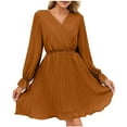 thumbnail image 1 of WJHWSX Womens Fall Dresses,Casual Dresses for Women,Fall Dresses for Women 2025,Long Sleeve,V Neck,Breathable,Solid,S(US:4), 1 of 3