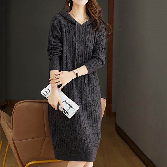 WJHWSX Womens Fall Dresses,Casual Dresses for Women,Fall Dresses for Women 2025,Long Sleeve,V Neck,Soft,Solid,Free Size