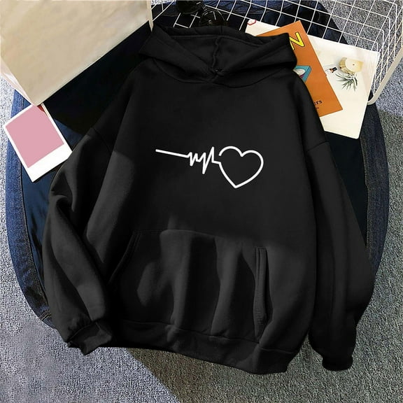 ATENAR Womens Hoodies,Black Hoodie,Easy Care,Drawstring,Pullover,Lightweight,Black,L(US:8)