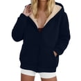 thumbnail image 1 of ATENAR Womens Hoodies,Zip Up Hoodie,Soft,Comfort Fit,Polyester,Navy,2XL, 1 of 4