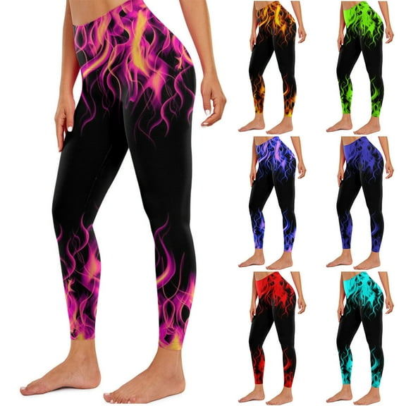 ATENAR Womens Leggings,Plus Size Leegings,Leggings for Women,Cinched,Comfort Fit,Printed,Polyester,Spandex,Hot Pink,M(US:6)