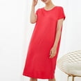 thumbnail image 1 of ATENAR Womens Nightgown,Cotton Nightgowns for Plus Size Women,Easy Care,Moisture Wicking,Crew Neck,Red,L, 1 of 7