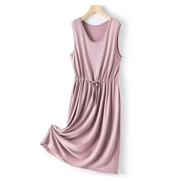 WJHWSX Womens Nightgown,Long Nightgowns for Women,Breathable,Moisture Wicking,Cotton,Polyester ,Purple,L