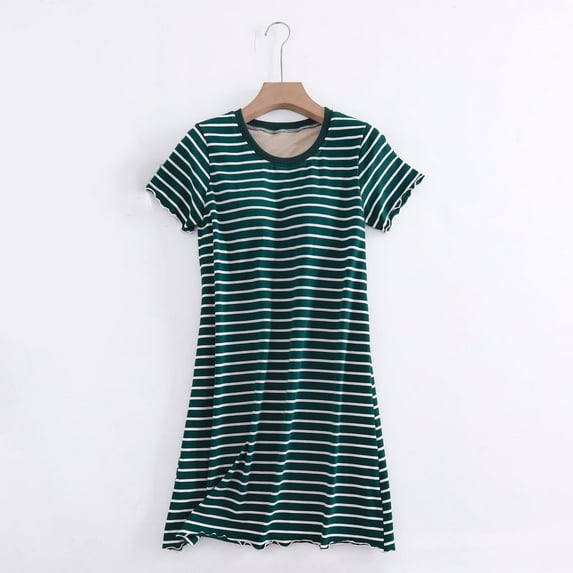 WJHWSX Womens Nightgown,Long Nightgowns for Women,Slip-On,Easy Care,Cotton,Green,XL(US:10)