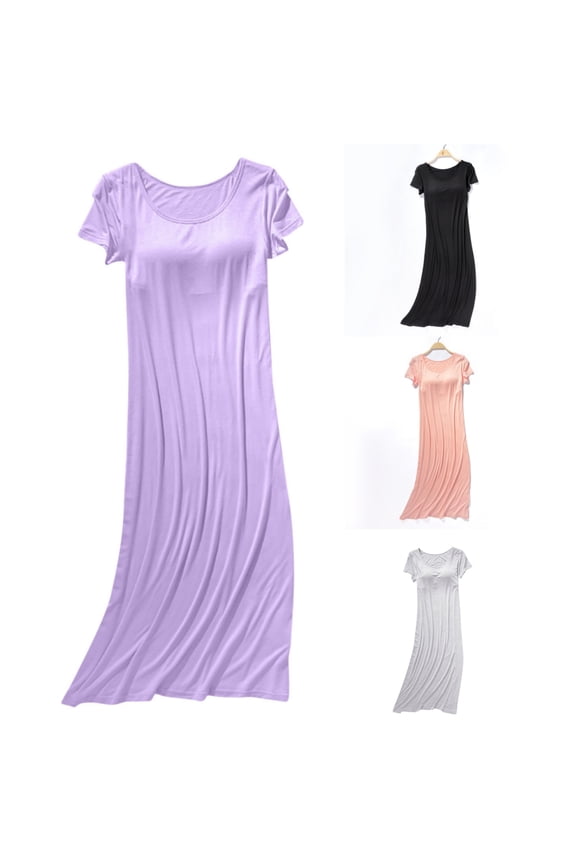 Womens Nightgown,Long Nightgowns for Women,Slip-On,Easy Care,Cotton,Polyester ,Purple,M(US:6)