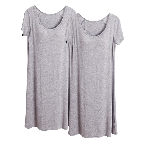 WJHWSX Womens Nightgown,Long Nightgowns for Women,Slip-On,Soft,Cotton,Polyester ,Gray,M(US:6)