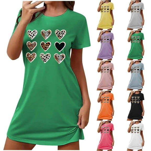 ATENAR Womens Nightgown,Dresses for Women,Gowns for Women,Comfort Fit,Moisture Wicking,Printed,Green,S