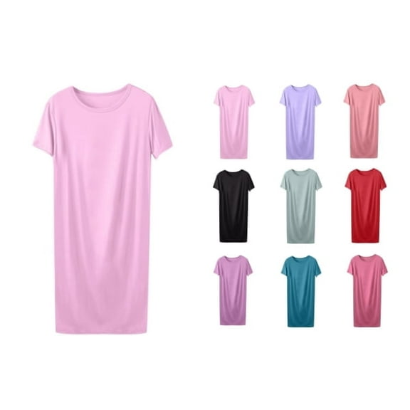 ATENAR Womens Nightgown,Nightgowns for Women,Cooling,Slip-On,Cotton,Polyester ,Pink,4XL