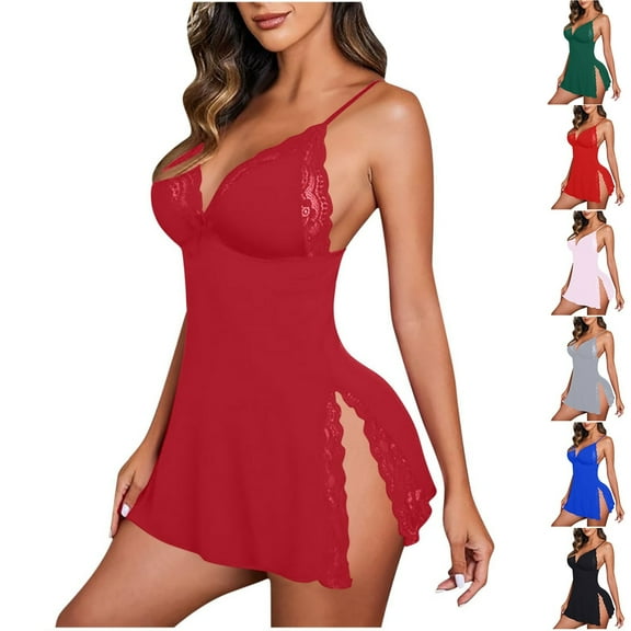 ATENAR Womens Nightgown,Dresses for Women,Easy Care,Breathable,Solid,Wine,S