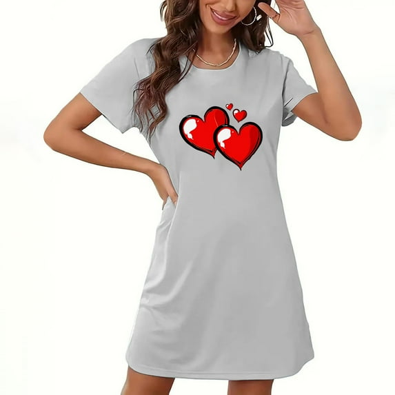 WJHWSX Womens Nightgown,Nightgowns for Women,Easy Care,Soft,Printed,Gray,S(US:4)