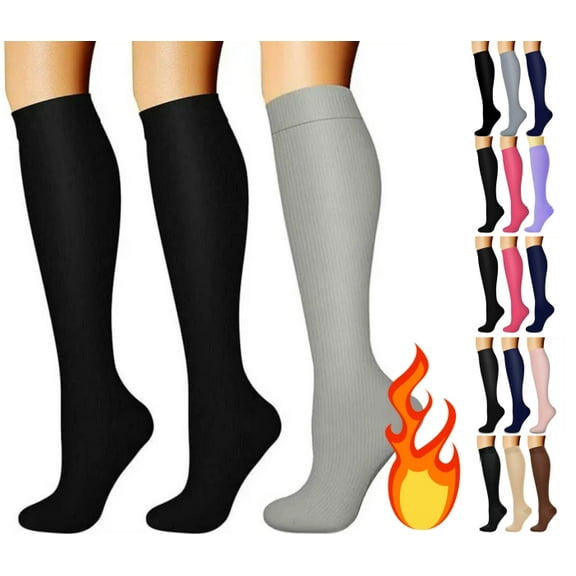 ATENAR 3PC Womens Socks,Compression Socks for Women,Moisture Wicking,Breathable,Cotton,Army Green,L/XL