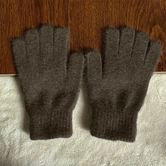 WJHWSX Womens Winter Gloves,Gloves for Women Cold Weather,Warm,Knitted,Cold Resistant,Solid,Polyester,Spandex,Dark Gray,Free Size