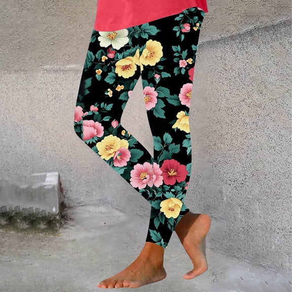 ATENAR Workout Leggings for Women,Leggings for Women,Cinched,Comfort Fit,Printed,Polyester,Multicolor,M(US:6)