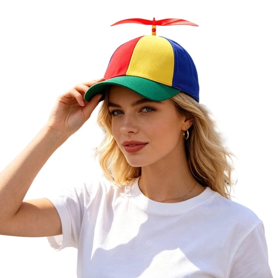 WJJAIO Funny Colorful Propeller Hat Baseball Cap, Unisex Adjustable Helicopter Cap Propeller Hat Adult Snapback Baseball Hat