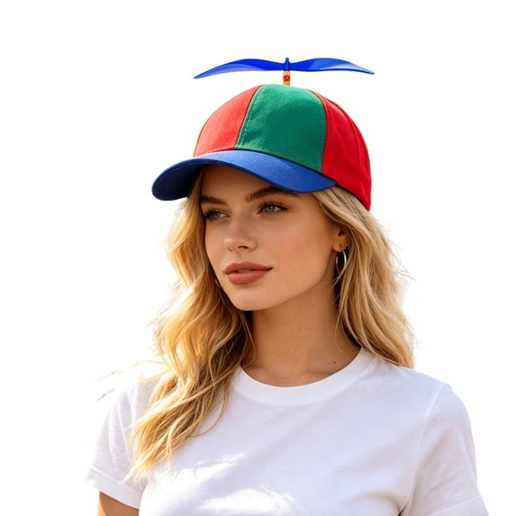 WJJAIO Funny Colorful Propeller Hat Baseball Cap, Unisex Adjustable Helicopter Cap Propeller Hat Adult Snapback Baseball Hat