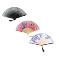 thumbnail image 1 of WJJIAO 3 Pieces Handheld Folding Fans, Oriental Folding Fan for Ladies, Silk Folding Fans with Bamboo Frames for Dancing Cosplay Wedding Party Props Decoration, 1 of 5