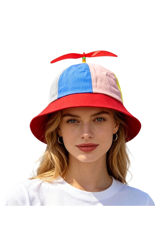 Funny Adult Rainbow Propeller Hat Fisherman Hats Baseball Cap with Propeller Adjustable Cute Cap Snapback Hat for Fun Events