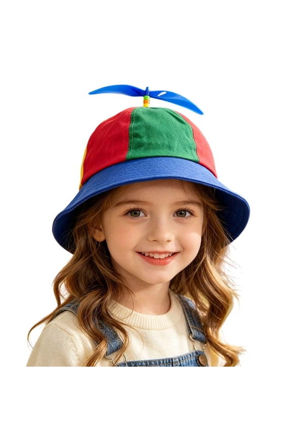 Funny Kid Boys Girls Rainbow Propeller Hat Fisherman Hats Baseball Cap with Propeller Adjustable Cute Cap Snapback Hat for Fun Events