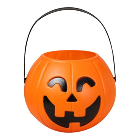 WJJIAO Halloween 7CM Pumpkin Candy Bucket Holders for Kids Trick or Treat Supply Holiday Party Decorations with Handles