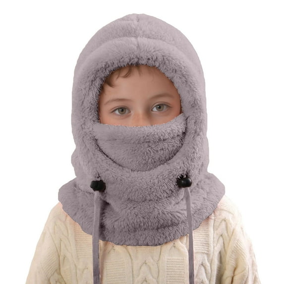WJJIAO Kids Ski Mask Balaclava for Boys Girls Winter Warm Face Mask Hat Toddler Snow Sherpa Hood Neck Scarf, One Size
