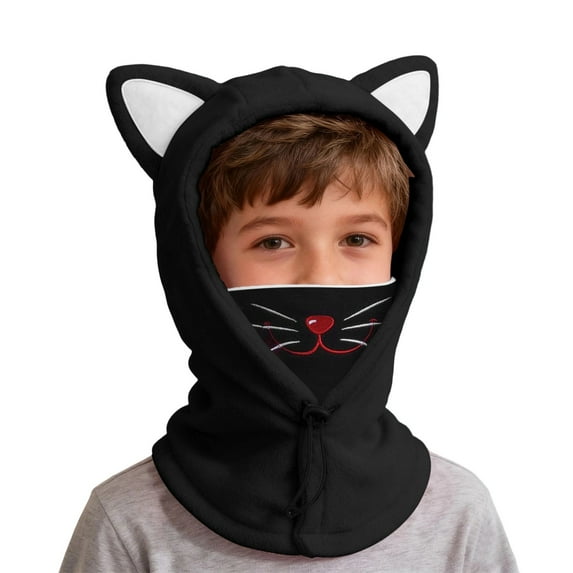 WJJIAO Kids Winter Hat Balaclava, Cold-Weather Hood for Boys & Girls School and Outdoor Snow Play with Cat Ear