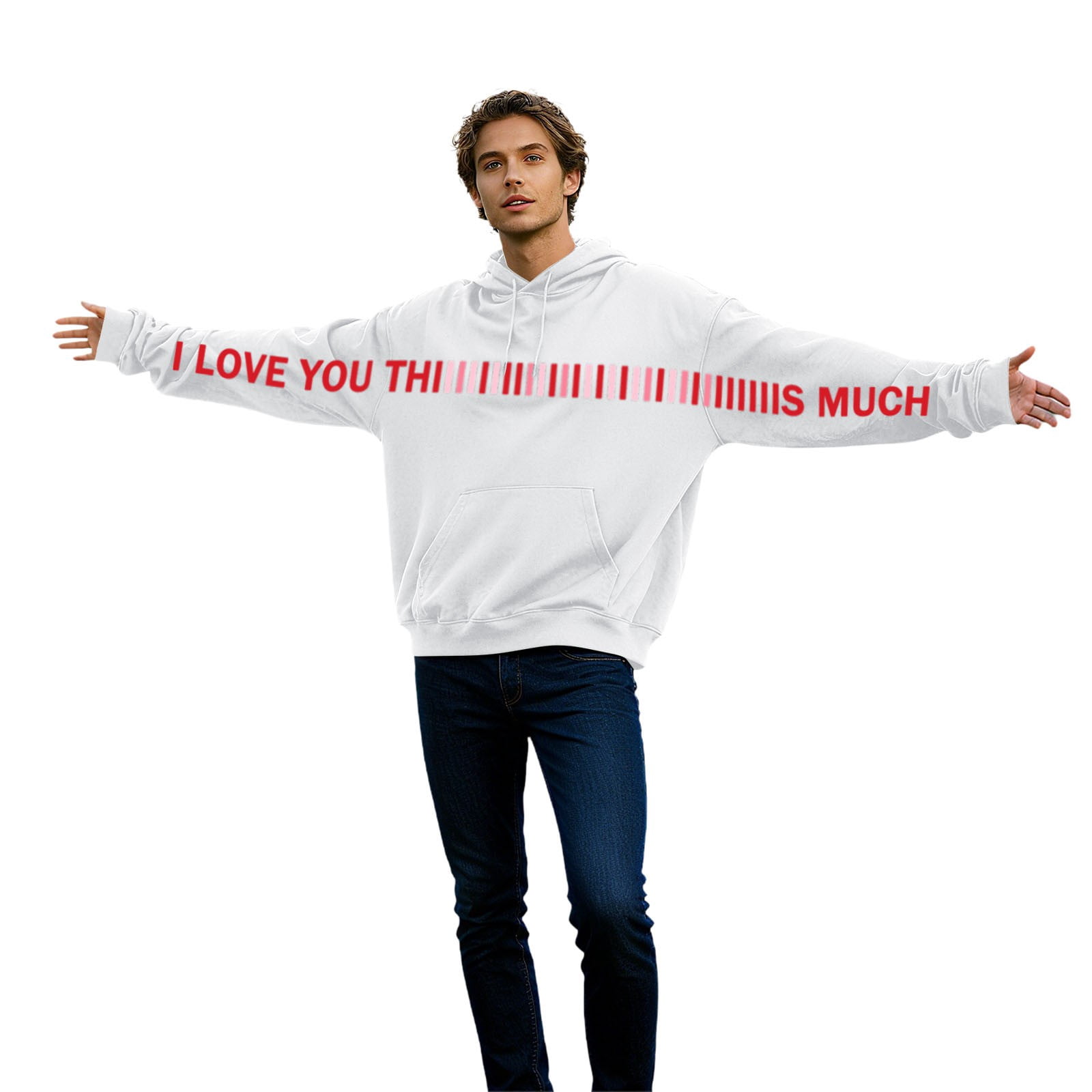 WJJIAO Unisex I LOVE YOU THIII...IS MUCH Secret Message Hoodie ...