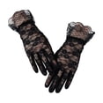 thumbnail image 1 of WJOSBXT 1Pair Women Lace Floral Short Gloves, Elegant Tea Party Wedding Bridal Gloves Black, 1 of 4