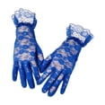 thumbnail image 1 of WJOSBXT 1Pair Women Lace Floral Short Gloves, Elegant Tea Party Wedding Bridal Gloves Royal Blue, 1 of 5